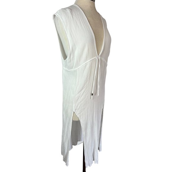 Kona Soul Swim Cover-up Large White Midi Slits V neck Elastic Waist - Picture 6 of 13